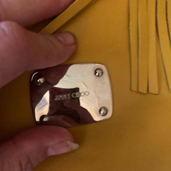 Jimmy Choo XL yellow leather fringe clutch - Picture 2 of 4
